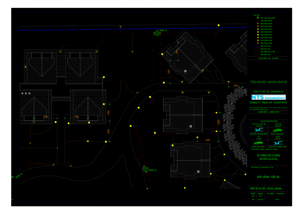 Bản vẽ auto cad hướng dẫn thiết kế hệ thống tưới tự động, lắp đặt thiết bị tưới tự động. 
