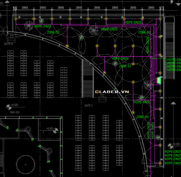 Bố trí béc tưới phun mưa sao cho bán kính phun phủ đều
