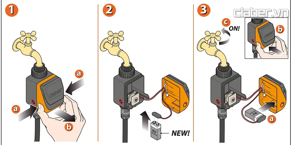 gan pin vao timer video-6 claber 8413