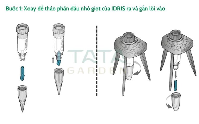 Lắp lõi canh nước vào thiết bị