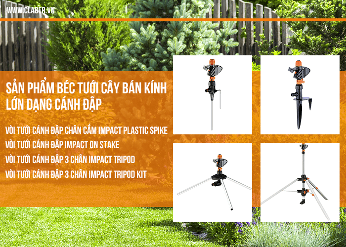 Sản phẩm béc tưới cây bán kính lớn dạng cánh đập