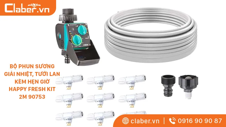 Bộ phun sương giải nhiệt, tưới lan kèm hẹn giờ – Happy fresh kit 12m 90753