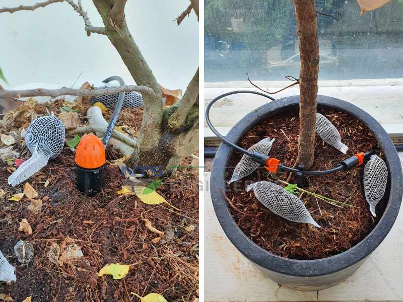Các béc tưới được lắp đặt cho hệ thống tưới cây ban công ở quận 7
