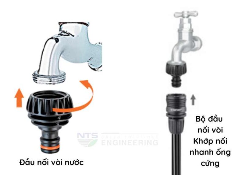 Hướng dẫn chi tiết các bước lắp đặt cuộn ống tưới cây với vòi cấp nước & lựa chọn phụ kiện kết nối