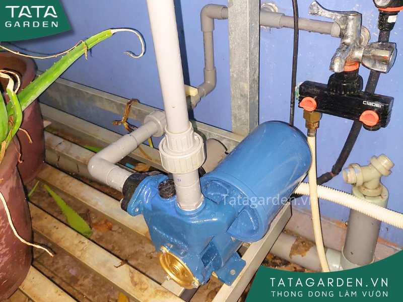 Con bơm được lắp đặt cho hệ thống tưới tự động