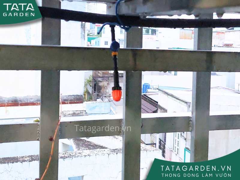 Một béc tưới phun sương sau khi được lắp đặt