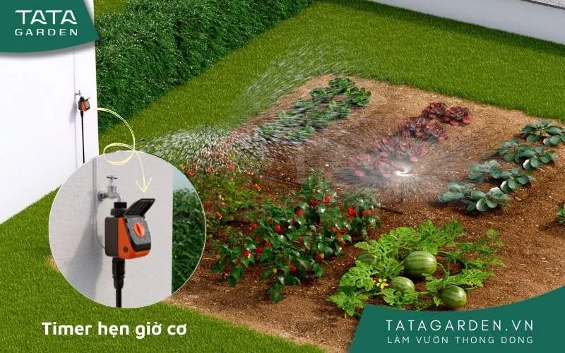 Timer hẹn giờ tưới cây đơn giản (dạng cơ) đến từ thương hiệu cao cấp sẽ vừa đảm bảo giá cả phải chăng, vừa đảm bảo chất lượng cho người dùng