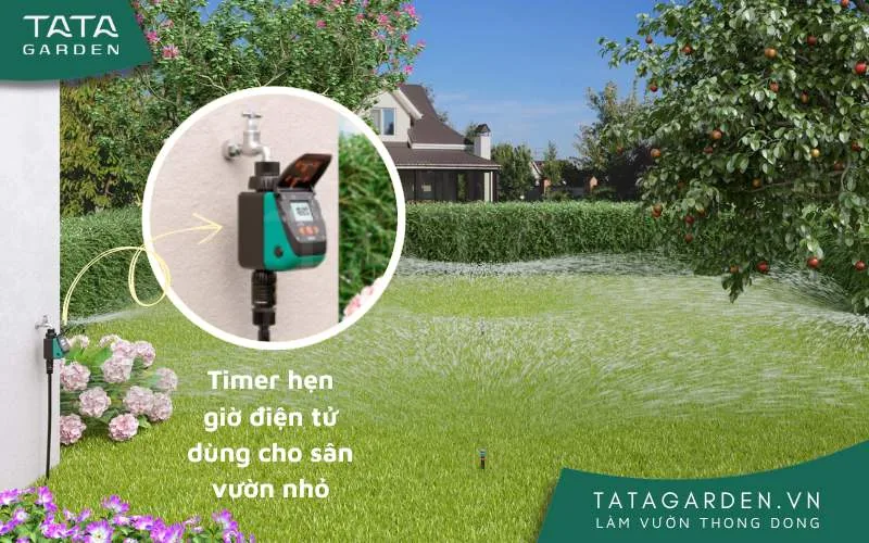 Một mẫu timer hẹn giờ tưới điện tử có thể kết nối cảm biến mưa dùng cho sân vườn nhỏ