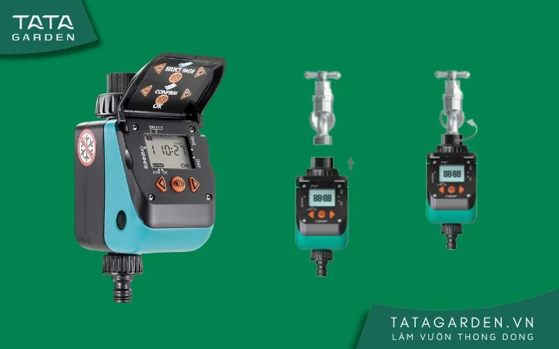 Gắn timer vào vòi nước tưới cây
